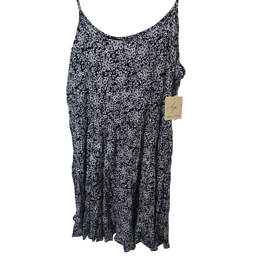 NWT Kiwi + Punch Navy Floral Spaghetti Strap Mini Dress Sundress Summer Dress M